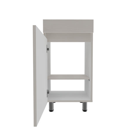 Mueble para Lavamanos Liam Niebla y Blanco 40x76cm Individual sin Lavamanos con Un Cajón y Una Puerta - MUEBLES PARA LAVAMANOS | Bylmo