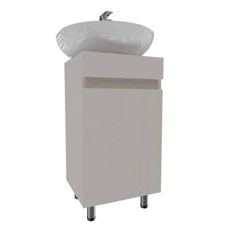Mueble para Lavamanos Liam Niebla y Blanco 40x76cm Individual sin Lavamanos con Un Cajón y Una Puerta - MUEBLES PARA LAVAMANOS | Bylmo
