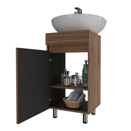 Mueble para Lavamanos Liam Gales y Negro 40x76cm Individual sin Lavamanos con Un Cajón y Una Puerta - MUEBLES PARA LAVAMANOS | Bylmo