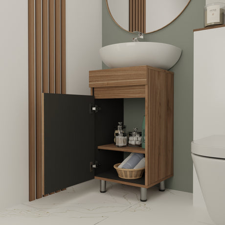 Mueble para Lavamanos Liam Gales y Negro 40x76cm Individual sin Lavamanos con Un Cajón y Una Puerta - MUEBLES PARA LAVAMANOS | Bylmo