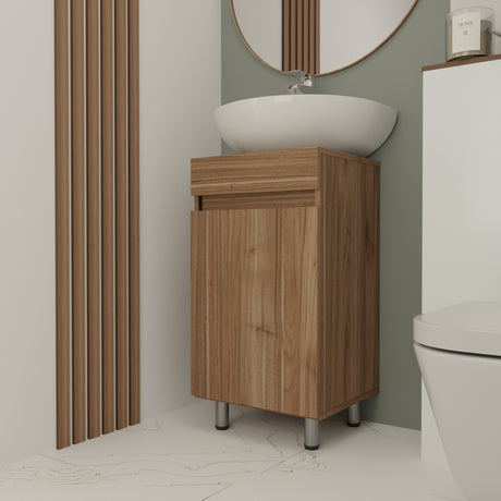 Mueble para Lavamanos Liam Gales y Negro 40x76cm Individual sin Lavamanos con Un Cajón y Una Puerta - MUEBLES PARA LAVAMANOS | Bylmo