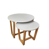 Set X 2 Mesas de Centro Bits Blanco y Pino Natural 60x53cm Circulares - MESAS DE CENTRO | Bylmo