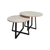 Set X 2 Mesas de Centro Turín Madera Natural y Negro 52x40cm Circulares - MESAS DE CENTRO | Bylmo