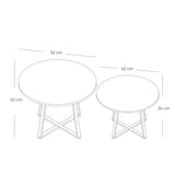 Set X 2 Mesas de Centro Turín Madera Natural y Negro 52x40cm Circulares - MESAS DE CENTRO | Bylmo