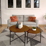 Set X 2 Mesas de Centro Silver Madera Oscura y Negro 58x35.5cm Circulares - MESAS DE CENTRO | Bylmo