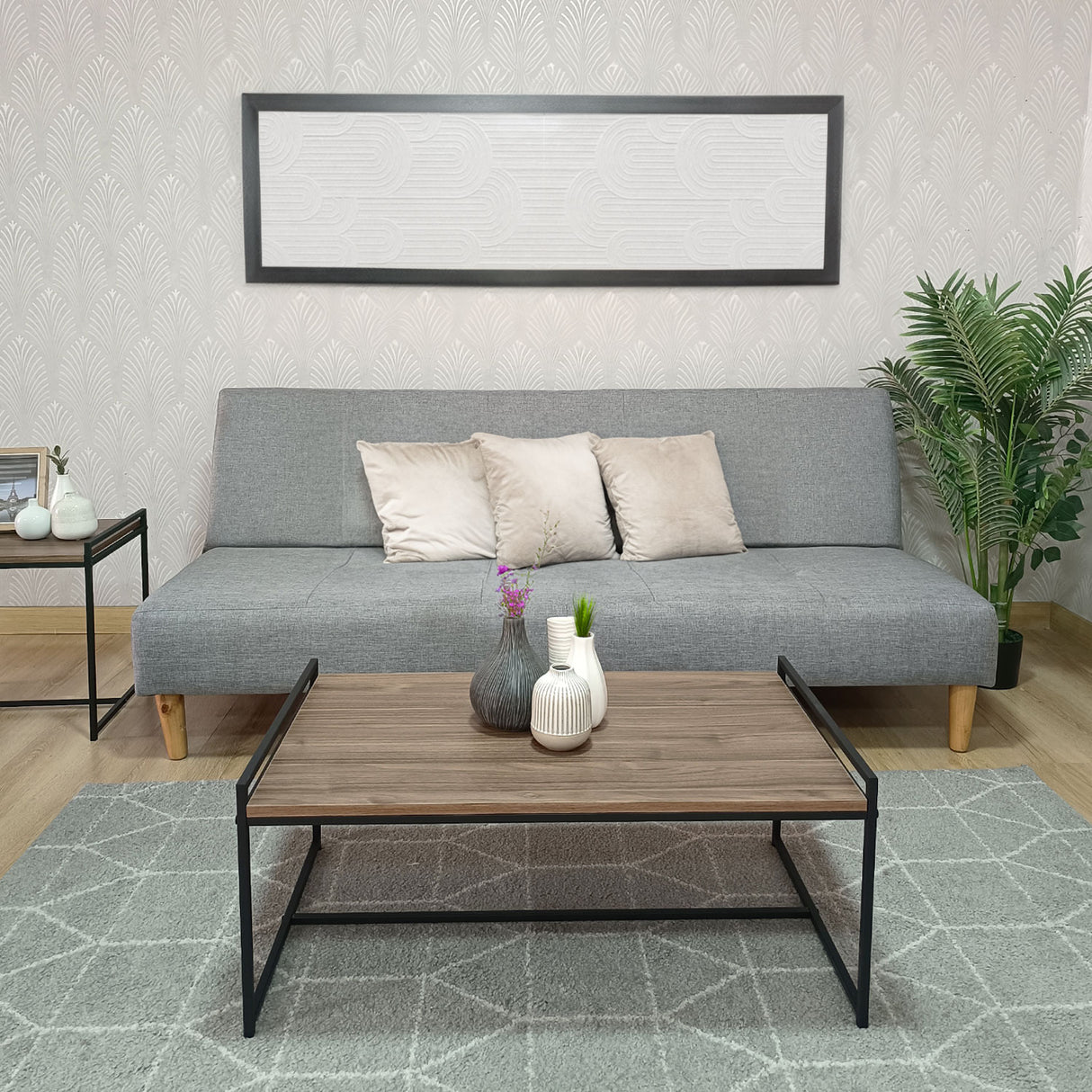 Mesa de Centro Pietra Madera Oscura y Negro 83x35cm Rectangular - MESAS DE CENTRO | Bylmo