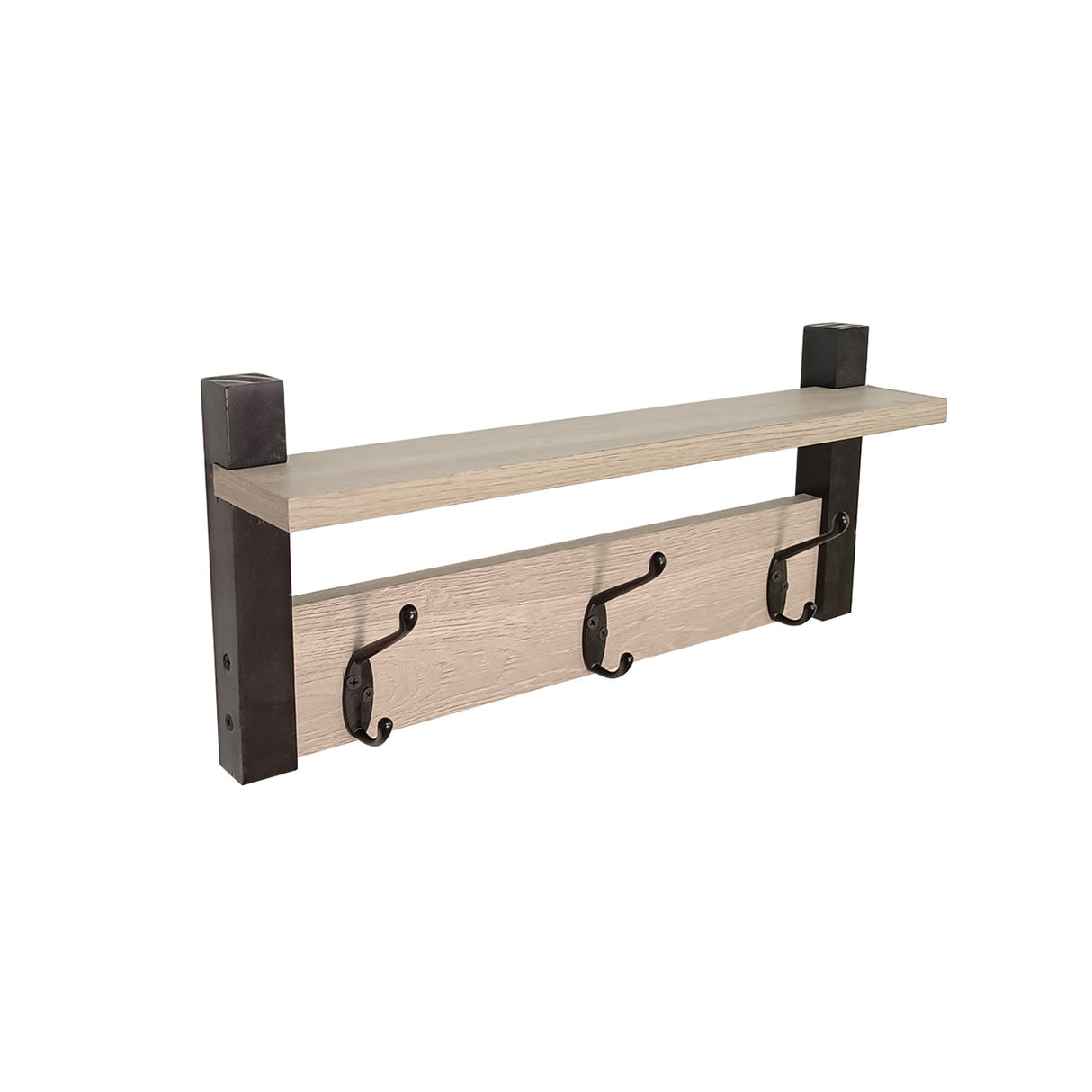 Perchero Praga Gris Claro y Negro 45x20cm de Pared con Tres Ganchos - PERCHEROS | Bylmo