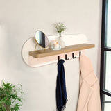 Perchero Agata Fresno y Blanco 45x14.5cm de Pared con Cuatro Ganchos - PERCHEROS | Bylmo