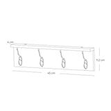 Perchero Moss Madera Natural y Negro 45x11.2cm de Pared con Cuatro Ganchos - PERCHEROS | Bylmo