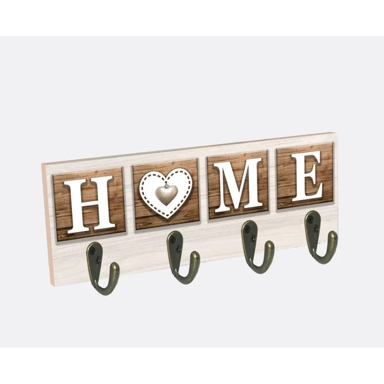 Perchero Home Beige 40x15cm de Pared con Cuatro Ganchos - PERCHEROS | Bylmo