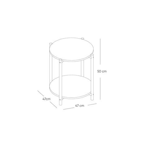 Mesa auxiliar Kenia 2025 Blanco y Negro 47x50cm Circular - MESAS AUXILIARES | Bylmo