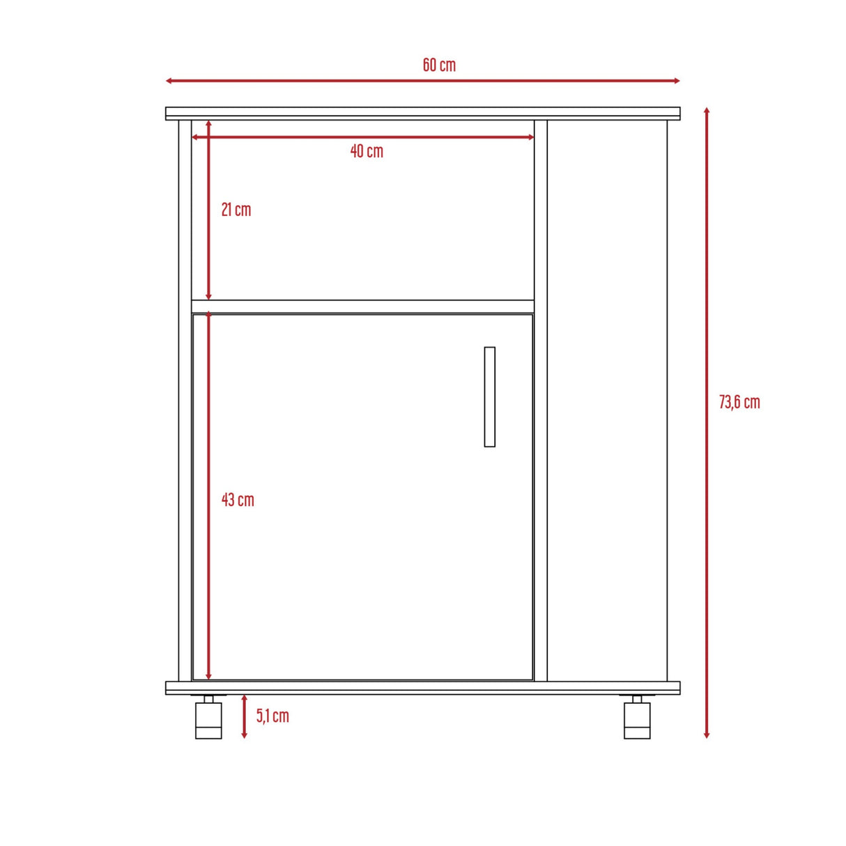 Mueble Microondas Blanco y Fresno 60x73.5cm Sin Cajones con Una Puerta - ALACENAS Y MUEBLES MICROONDAS | Bylmo