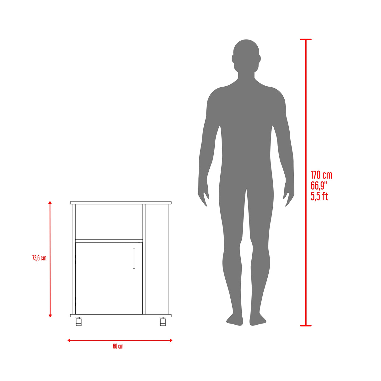 Mueble Microondas Blanco y Fresno 60x73.5cm Sin Cajones con Una Puerta - ALACENAS Y MUEBLES MICROONDAS | Bylmo