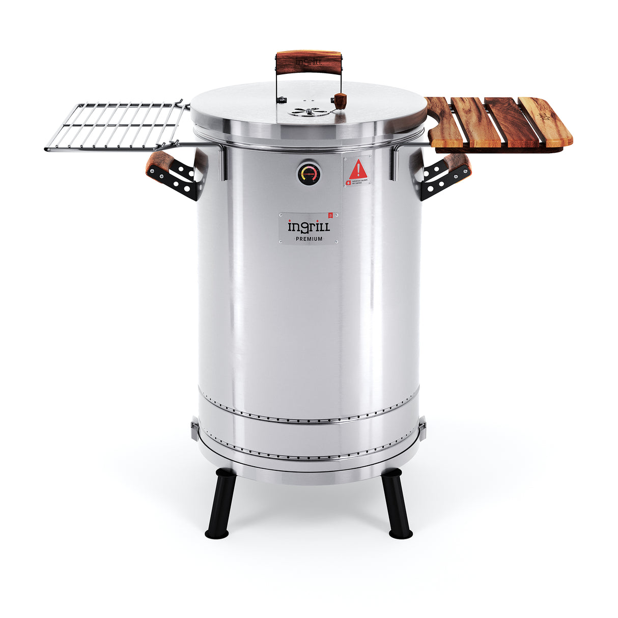 Barril Ahumador Premium Plateado 48x96.5cm Para 40 Libras con Termómetro y Control de Ventilación - BARRILES Y AHUMADORES | Bylmo