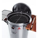 Barril Ahumador Premium Plateado 48x96.5cm Para 40 Libras con Termómetro y Control de Ventilación - BARRILES Y AHUMADORES | Bylmo