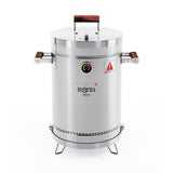 Barril Ahumador Basik Plateado 33x64cm Para 12 Libras con Termómetro y Control de Ventilación - BARRILES Y AHUMADORES | Bylmo