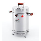 Barril Ahumador Basik Plateado 33x64cm Para 12 Libras con Termómetro y Control de Ventilación - BARRILES Y AHUMADORES | Bylmo