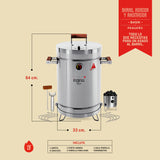 Barril Ahumador Basik Plateado 33x64cm Para 12 Libras con Termómetro y Control de Ventilación - BARRILES Y AHUMADORES | Bylmo