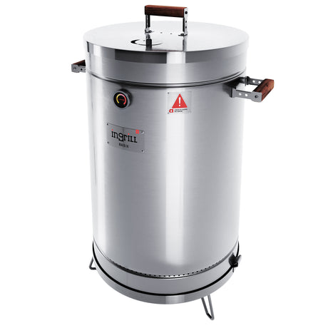 Barril Ahumador Basik Plateado 48x83cm Para 40 Libras con Termómetro y Control de Ventilación - BARRILES Y AHUMADORES | Bylmo