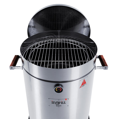 Barril Ahumador Basik Plateado 48x83cm Para 40 Libras con Termómetro y Control de Ventilación - BARRILES Y AHUMADORES | Bylmo