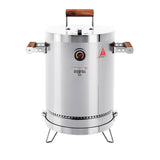 Barril Ahumador Basik Plateado 30x53.5cm Para 8 Libras con Termómetro y Control de Ventilación - BARRILES Y AHUMADORES | Bylmo