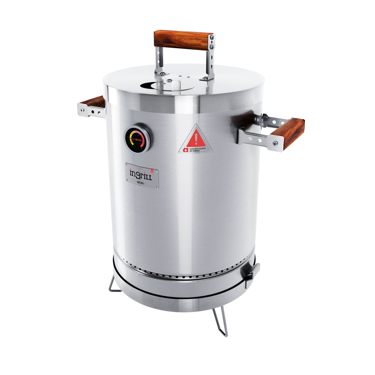 Barril Ahumador Basik Plateado 30x53.5cm Para 8 Libras con Termómetro y Control de Ventilación - BARRILES Y AHUMADORES | Bylmo