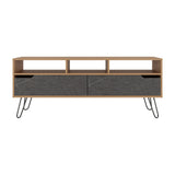 Rack de TV Monaco Fresno y Onix 137x55.8cm para TV Hasta 60" Pulgadas con Dos Compartimientos y con Patas - MUEBLES DE TV | Bylmo
