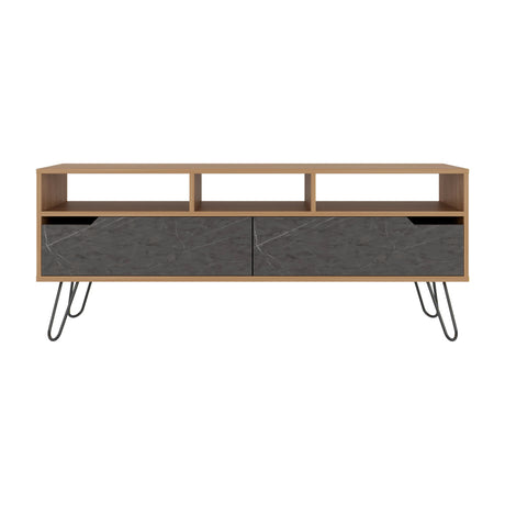 Rack de TV Monaco Fresno y Onix 137x55.8cm para TV Hasta 60" Pulgadas con Dos Compartimientos y con Patas - MUEBLES DE TV | Bylmo