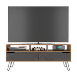 Rack de TV Monaco Fresno y Onix 137x55.8cm para TV Hasta 60" Pulgadas con Dos Compartimientos y con Patas - MUEBLES DE TV | Bylmo