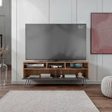 Rack de TV Monaco Fresno y Onix 137x55.8cm para TV Hasta 60" Pulgadas con Dos Compartimientos y con Patas - MUEBLES DE TV | Bylmo