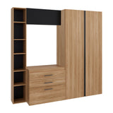 Closet Brunson Fresno y Wengue 207.4x200.2cm con Dos Cajones y Quince Compartimientos - CLOSETS | Bylmo