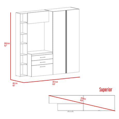 Closet Brunson Fresno y Wengue 207.4x200.2cm con Dos Cajones y Quince Compartimientos - CLOSETS | Bylmo