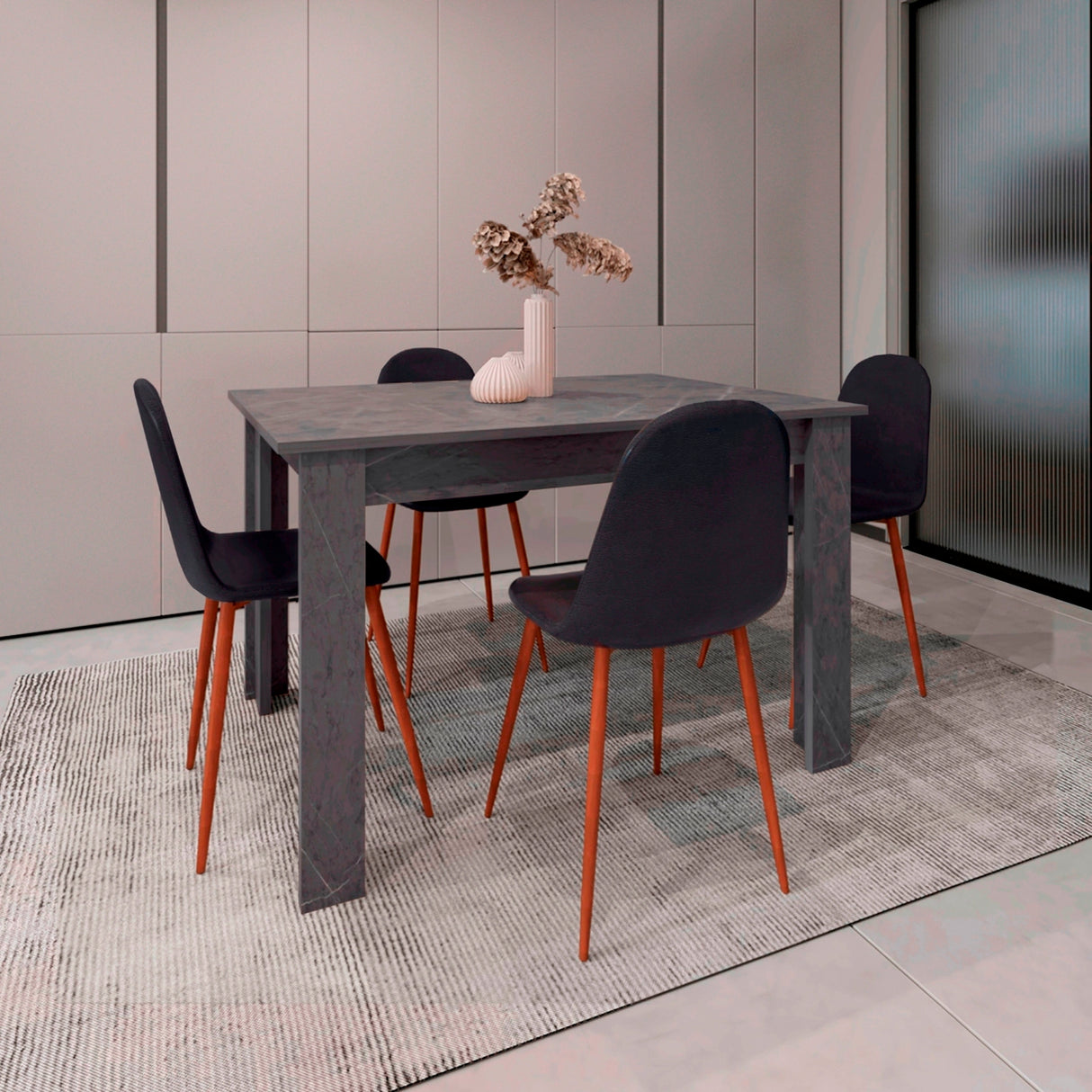 Mesa de Comedor Portofino Onix 120x75.6cm Cuadrado de Cuatro Puestos sin Sillas - COMEDORES | Bylmo