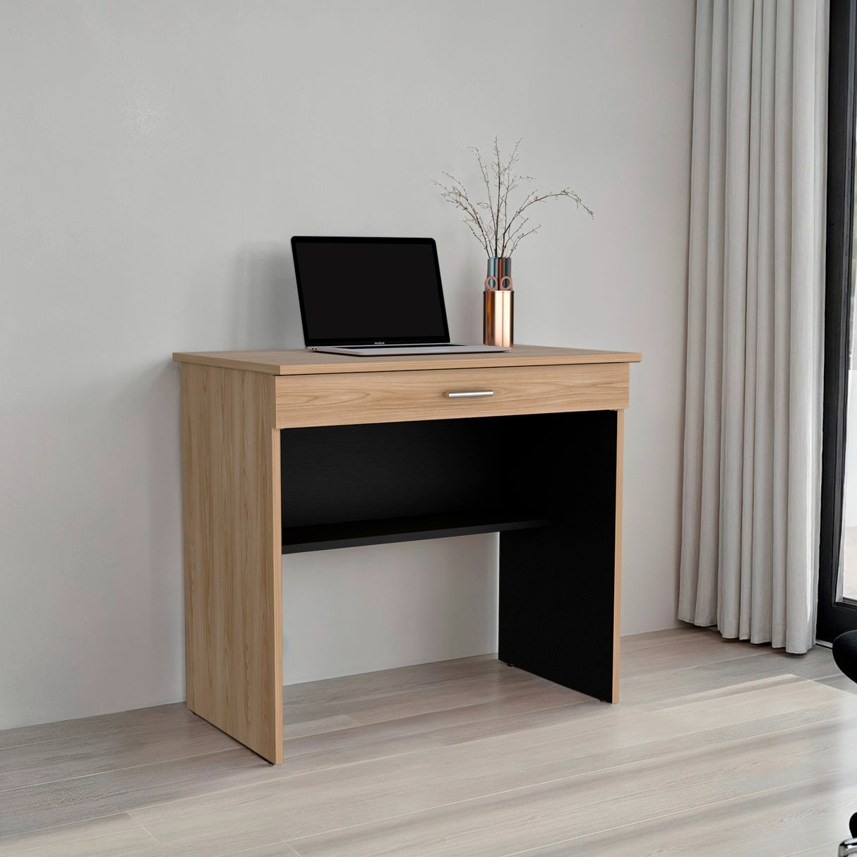 Escritorio Fresno y Wengue 80x73.6cm con Un Cajón - ESCRITORIOS | Bylmo