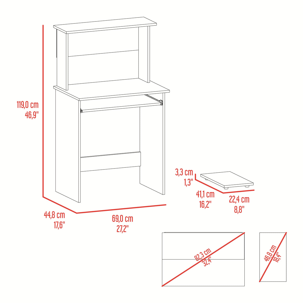 Centro de Computo Fresno y Wengue 69.1x119cm sin Cajones - ESCRITORIOS | Bylmo