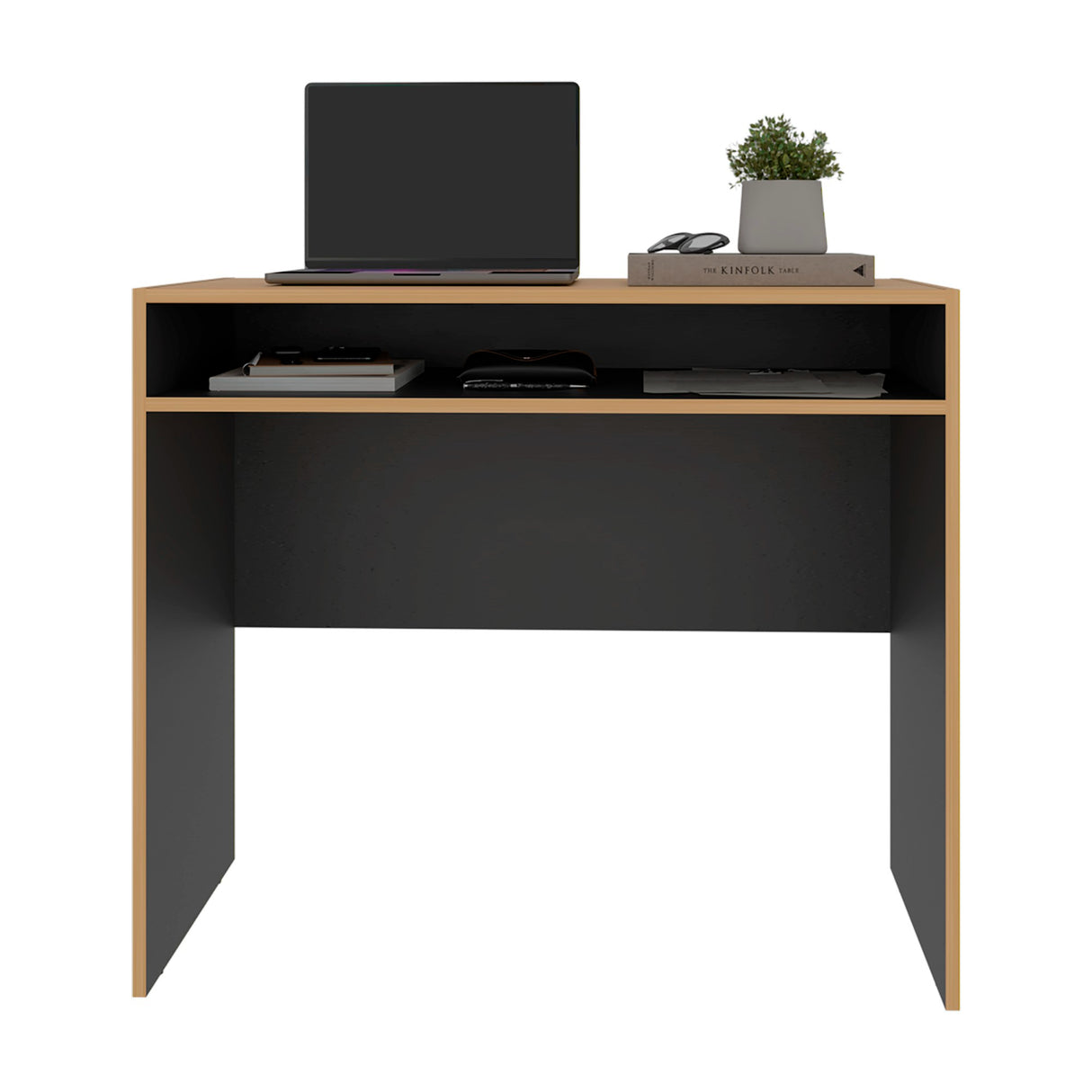 Escritorio Stella Fresno y Wengue 89.2x77cm sin Cajones - ESCRITORIOS | Bylmo