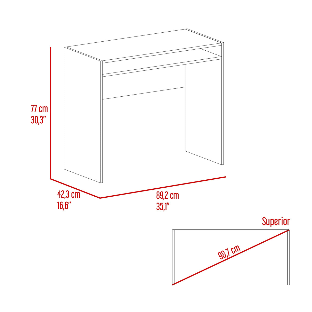 Escritorio Stella Fresno y Wengue 89.2x77cm sin Cajones - ESCRITORIOS | Bylmo