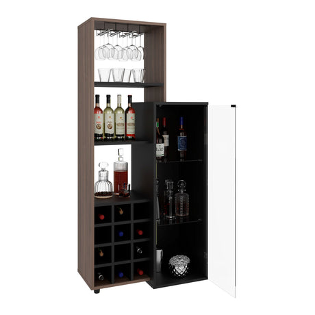 Bar Ozzy Wengue y Capri 80.9x175cm con Siete Compartimientos con Doce Portacopas y con Ocho Portabotellas - BARES | Bylmo
