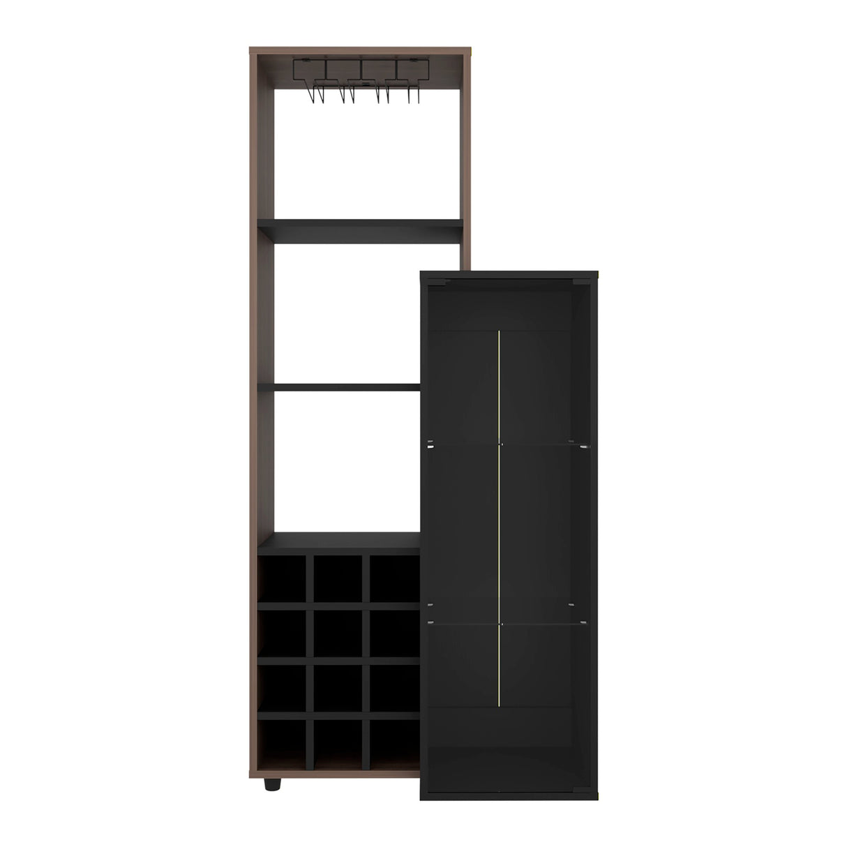 Bar Ozzy Wengue y Capri 80.9x175cm con Siete Compartimientos con Doce Portacopas y con Ocho Portabotellas - BARES | Bylmo