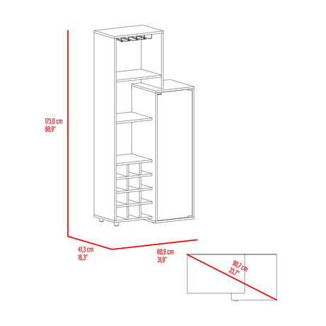Bar Ozzy Wengue y Capri 80.9x175cm con Siete Compartimientos con Doce Portacopas y con Ocho Portabotellas - BARES | Bylmo