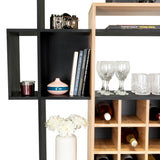 Biblioteca Asimétrica Simba Wengue Fresno 128x180.1cm con Quince Compartimientos y con Veintitrés Entrepaños - BIBLIOTECAS Y ESTANTERIAS | Bylmo