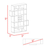 Biblioteca Asimétrica Simba Wengue Fresno 128x180.1cm con Quince Compartimientos y con Veintitrés Entrepaños - BIBLIOTECAS Y ESTANTERIAS | Bylmo
