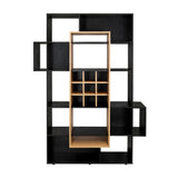 Biblioteca Asimétrica Simba Wengue Fresno 128x180.1cm con Quince Compartimientos y con Veintitrés Entrepaños - BIBLIOTECAS Y ESTANTERIAS | Bylmo