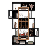 Biblioteca Asimétrica Simba Wengue Fresno 128x180.1cm con Quince Compartimientos y con Veintitrés Entrepaños - BIBLIOTECAS Y ESTANTERIAS | Bylmo