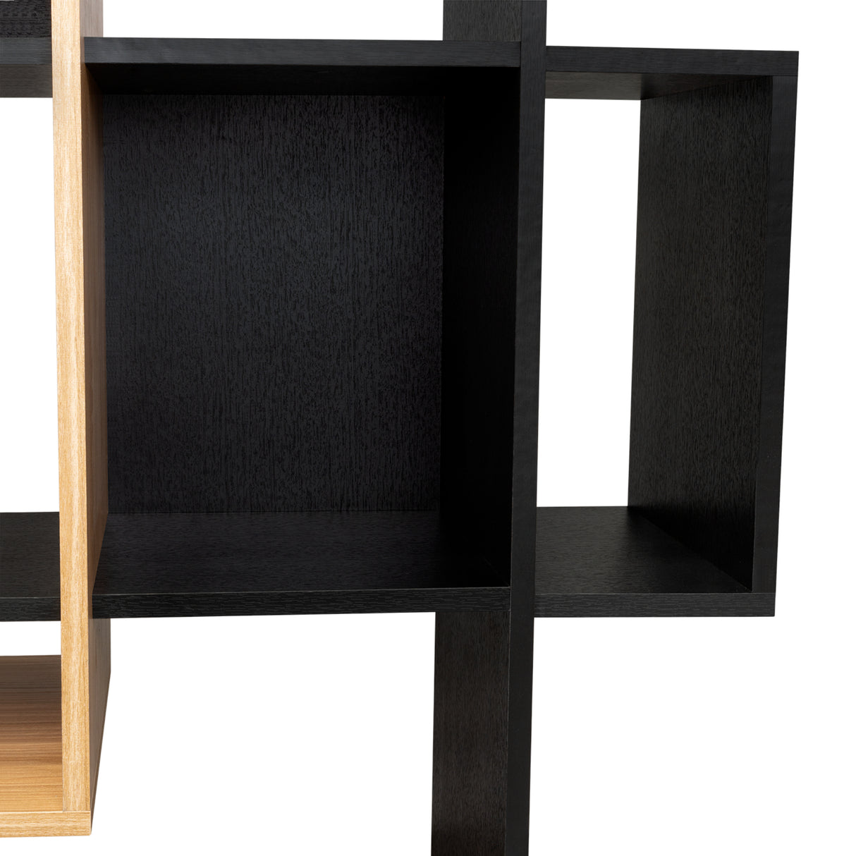 Biblioteca Asimétrica Simba Wengue Fresno 128x180.1cm con Quince Compartimientos y con Veintitrés Entrepaños - BIBLIOTECAS Y ESTANTERIAS | Bylmo