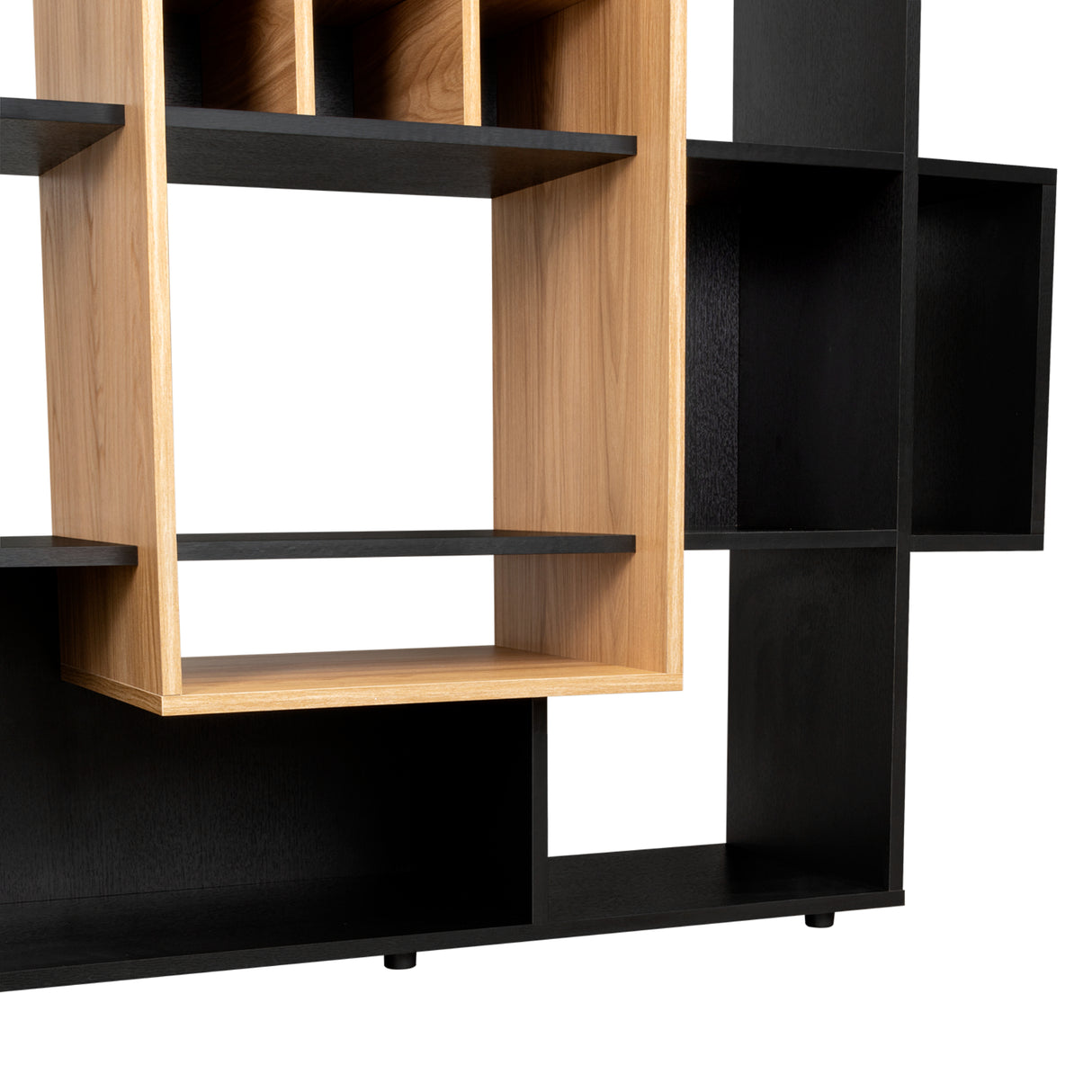 Biblioteca Asimétrica Simba Wengue Fresno 128x180.1cm con Quince Compartimientos y con Veintitrés Entrepaños - BIBLIOTECAS Y ESTANTERIAS | Bylmo