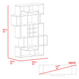 Biblioteca Asimétrica Simba Wengue Fresno 128x180.1cm con Quince Compartimientos y con Veintitrés Entrepaños - BIBLIOTECAS Y ESTANTERIAS | Bylmo