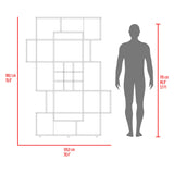 Biblioteca Asimétrica Simba Wengue Fresno 128x180.1cm con Quince Compartimientos y con Veintitrés Entrepaños - BIBLIOTECAS Y ESTANTERIAS | Bylmo