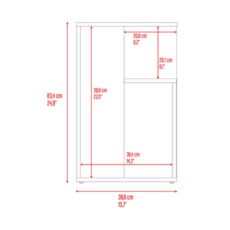 Mesa Auxiliar Everett Blanco 39.8x63.4cm Rectangular con un Compartimiento - MESAS AUXILIARES | Bylmo