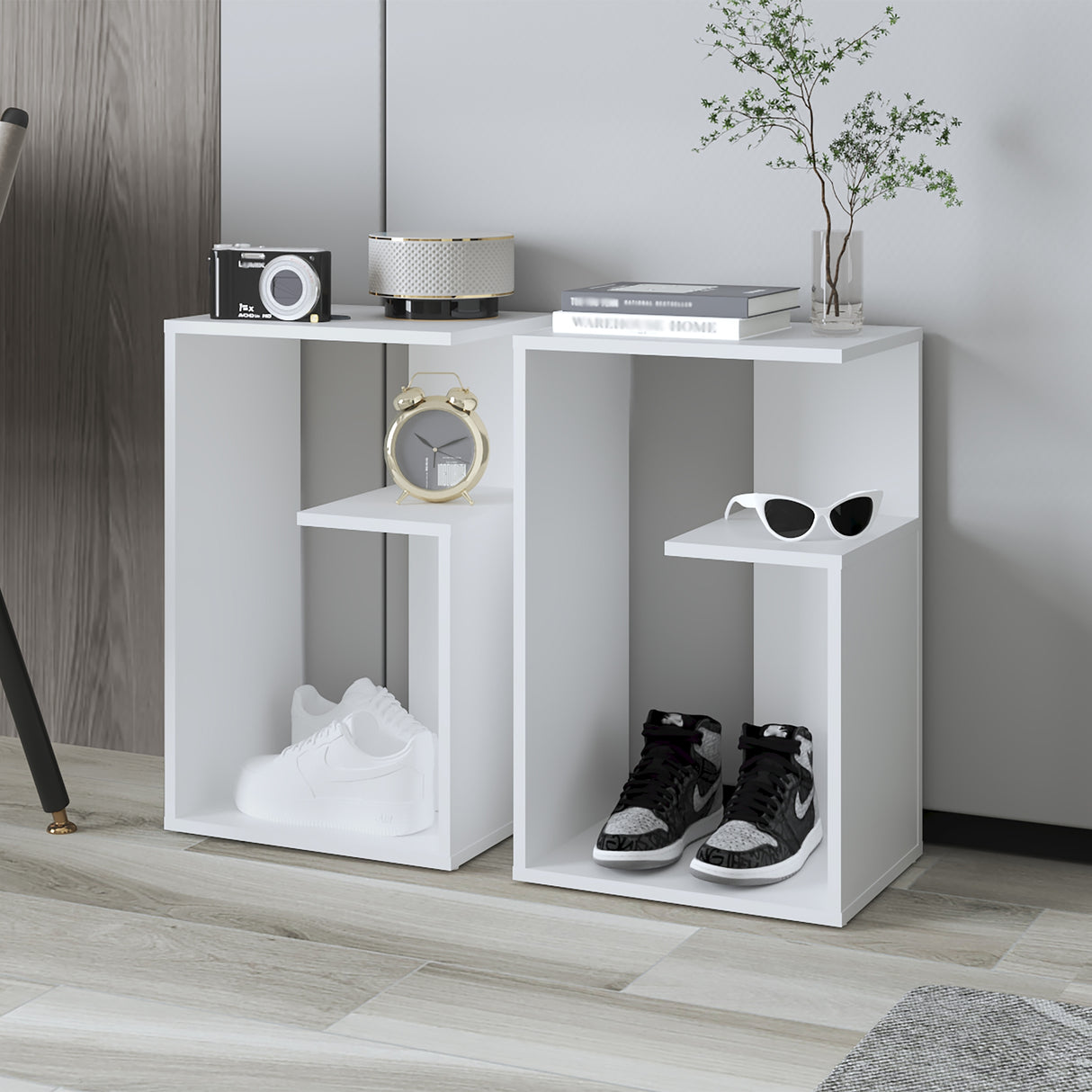 Mesa Auxiliar Everett Blanco 39.8x63.4cm Rectangular con un Compartimiento - MESAS AUXILIARES | Bylmo